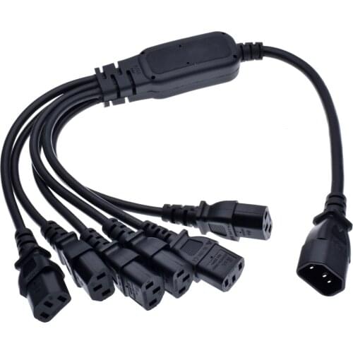 IEC 60320 C14 Plug to 6 Ways C13 Output Y Type Splitter Power Cord,C14 to C13 6ways output,60cm Lenght