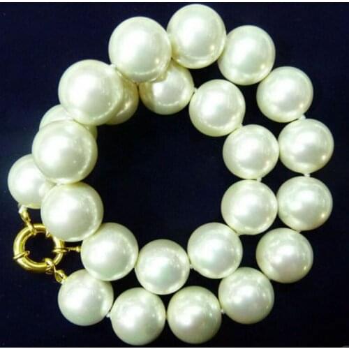 RARE Huge12 14 18mm White South Sea Shell Pearl Necklace 18"
