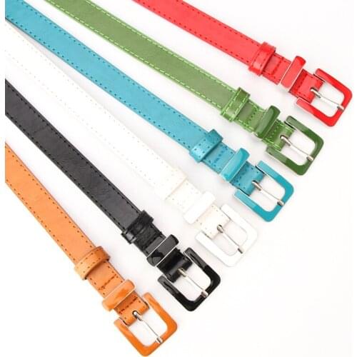 Designer PU Leather Belt for Women Black Blue Green Tight Slim Leather Candy Color Pin Buckle Waist Belts Jeans Accessories