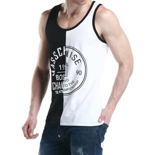 SEOBEAN NEW Mens Fitness Hot Sleeveless Vest Tank Top Color Stiching Fashion Tee T-shirts Undershirts Moda Tee Camisetas