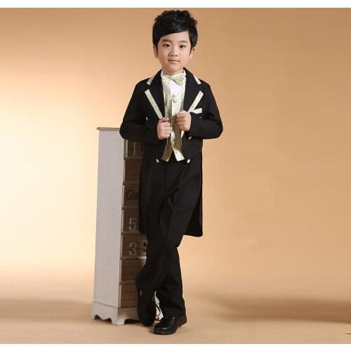 Formal Boy Tuxedo/Suit for Weddings Prom Party Children black Slim Fit Suit Sets Boys Tuxedo Formal Classic Costum 5pcs/set