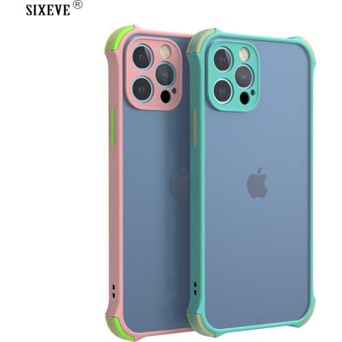 Shockproof Armor Case For iPhone 12 11 Pro X XS 6 S 7 8 Plus 11pro 12pro xsmax Mobile Phone Cover Clear Shell Bumper Silicone+PC