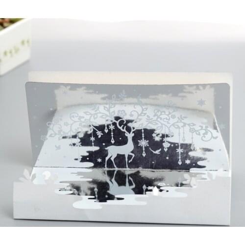 Creative Dream Mirror Greeting Cards Birthday New Year Thanksgiving Day Card With Envelope Christmas Reflection Reindeer Gift