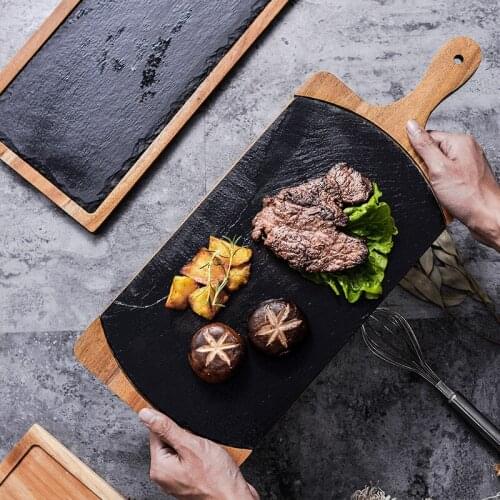 Japanese Vintage Dinner Plates Slate Marble Trays Decorative Sushi Dinner Plates Talerze Obiadowe Kitchen Tableware DB60PZ