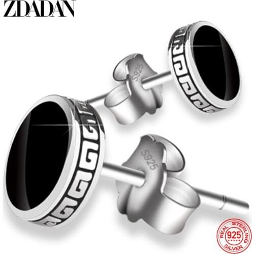ZDADAN 925 Sterling Silve 6mm 8mm Fashion Stud Earrings For Women Men Jewelry Accessories Wholesale