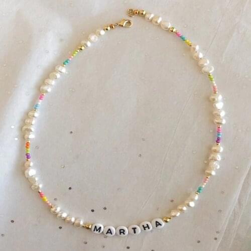 Hand-Made Natural Pearls Mix And Match Colored Beads Customized Name Ladies Unique Short Necklaces Exquisite Commemorative Gifts