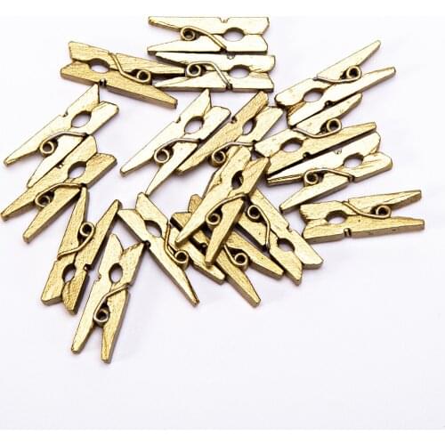 1000pcs 25mm Gold Color Mini Wooden Pegs Clothes Pins Scrapbooking Stamping Wedding Christmas Crafts