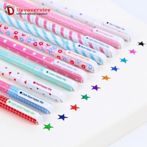 10 Pcs/Set Color Gel Pens Set Cute Flowers Sketch Drawing Cartoon Colorful Art Marker Gel Pen Kawaii Korean Writing Stationery