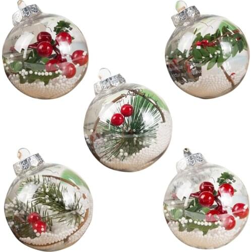 5PCS Christmas Ball Round Balls Wedding Party Holiday Decor 8cm Transparent Hanging Decorations Clear Ornament Gift