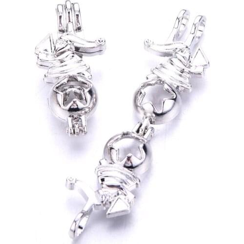 5pcs Christmas Style Pearl Cage Locket Pendant Jewelry Making Bead Cage Aroma Essential Oil Diffuser For Oyster Pearl