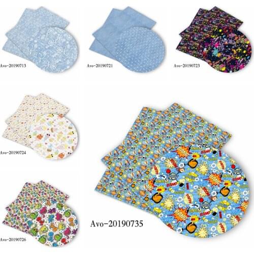 50*150cm New Hot Sell Cartoon Pattern Printed Leather Polyster Cotton Liverpool Bullet Fabric for DIY Handmade By Yards
