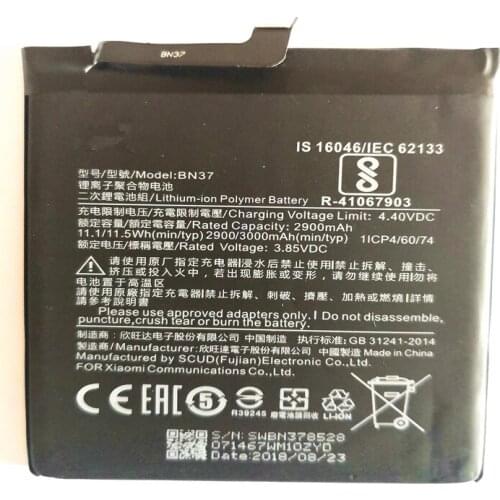For Xiaomi BN37 2900/3000mAh Battery For Xiaomi Redmi 6/6A Battery Batterie Bateria Accumulator Smart With Tools