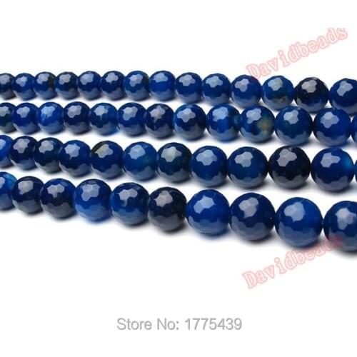 Free shipping 10mm Natural Blue Color Agat Onyx Faceted Round Shape Loose Beads Strand 15" DIY Creative Jewellery Making