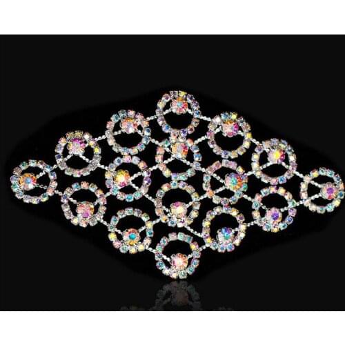 Free Shipping Wholesale10pcs/lot 4.2"x2.6" Rhinestone Applique for Wedding Gown Bridal Sash Evening Wear Rhinestone Patch ML13