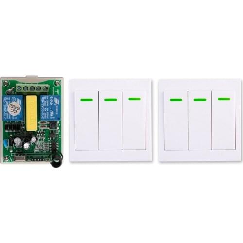 AC220V 2CH 10A Radio Controller Motor Positive &negative RF Wireless Remote Control Switch Receiver + 2*wall Panel Sticky Remote