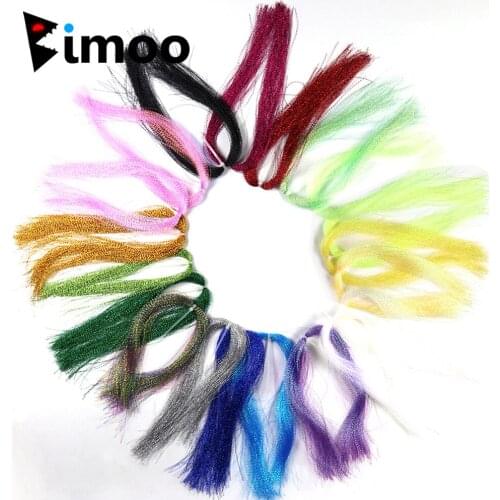 Bimoo 50 Bags Fly Tying Flashabou Twisted Flash Tinsel Strands for Lure Jig Hook Treble Make Fluro Pink Orange Red Blue Rainbou