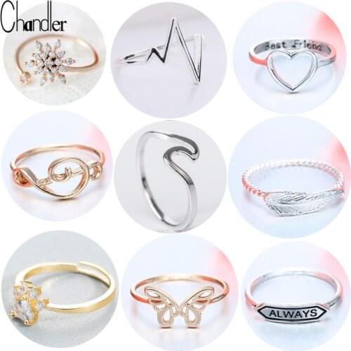 Chandler Brand Best Friends Love Shape Ring Anel Feminino Mid Finger Knuckle Toe Bague Friendship Eternal Forever Best Gifts
