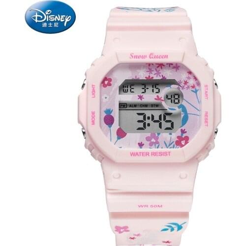 Disney Frozen Children Rectangle Graffiti Sport Digital Wristwatch 50m Waterproof Girls Boys Student Gift Clock Youth Snow Queen