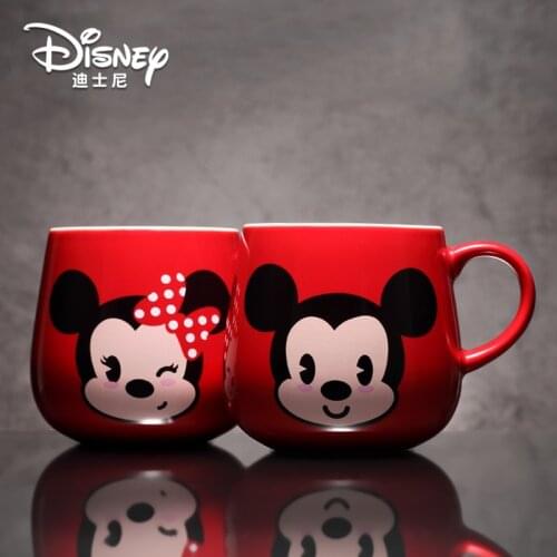 Disney Ceramic Cup Mickey Minnie Office Water Cup Creative Cute Large Capacity Cartoon Couple Mug Cup