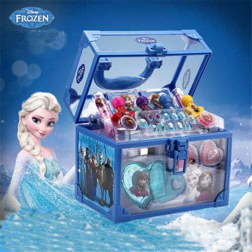 Disney Frozen Cosmetic Princess Makeup Box Suitcase Lipstick Girl Toy Gift for Children pretend play cosmetic set for kid