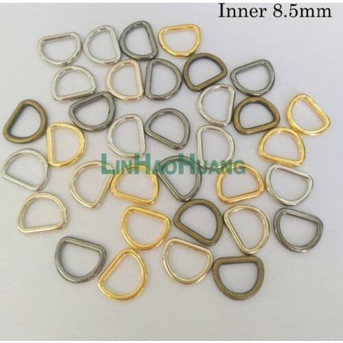 DIY 300pcs/lot 8.5mm metal round alloy D Dee Ring adjustable buckles silver/black/bronze/gold free shipping 2017060702