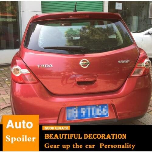 For 2006-2010 Nissan Tiida Spoiler Versa Hatchback ABS Material Car Rear Wing Primer Color Trunk Rear Spoiler Car decoration