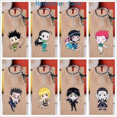 10 pcs/lot Anime HUNTER X HUNTER Acrylic Keychain Toy GON FREECSS Killua Zoldyck Bag Pendant Double sided keyring Gifts