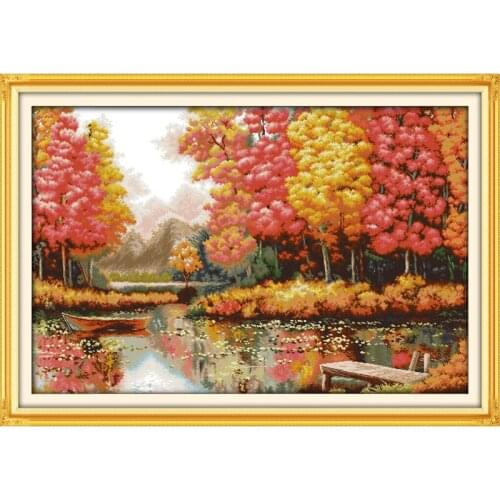 Everlasting Love Golden time(4) Chinese Cross Stitch Kits Ecological Cotton Printed 11CT DIY New Year Christmas Decorations Gift