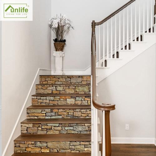 Funlife® 18*100cm*6pcs Stone Stair Riser Sticker Waterproof PVC Self-adhesive for Stairway Bathroom Living Room Kitchen Decor