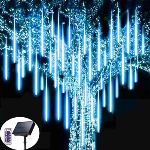 30CM 50CM Solar Meteor Shower Rain Light Outdoor Garden Tree String Light Christmas Decor Falling Raindrop Icicle Fairy Garland