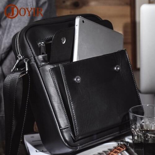 JOYIR Mens Shoulder Bags Genuine Leather Crossbody Bags for Men Flap Cowhide Man Messenger Bag Male Leather Zippers Handbags