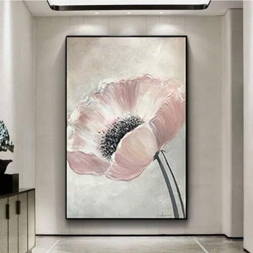 Handmade Paintings Wall Art Oil Paintings Pink Abstract Picture Home Decor Canvas Flowers For Living Room Modern No Frame
