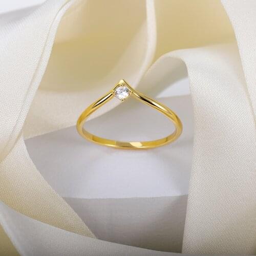 Fashion Crystal Zircon Princess Crown Ring for Women Gold Color Drops Finger Ring Wedding Party Jewelry Accessories