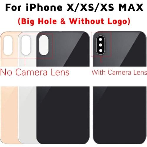 For iPhone X XS MAX Battery Cover Back Glass Panel Rear Door Housing Case+Camera Lens Replacement For iPhone XS Back Glass Cover