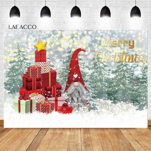 Laeacco Christmas Dreamy Polka Dots Bokeh Cartoon Snow Santa Claus Gift Background Baby Customized Portrait Photography Backdrop