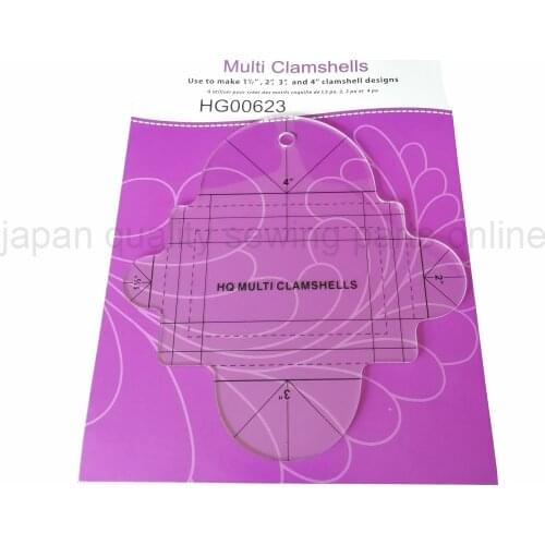 Multi clamshells sewing ruler for domestic sewing machine use to make four size clamshell designs # HG00623