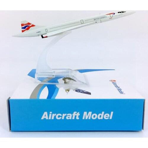 16CM 1:400 Concorde British Airline Supersonic Speed Airplane Model W Base Alloy Aircraft Plane Collectible Display Model Toy