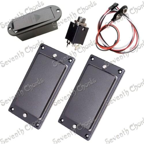 A Set of 2 Pcs No Holes Closed Cover Active Humbucker Pickup for Electric Guitar With Battery Box