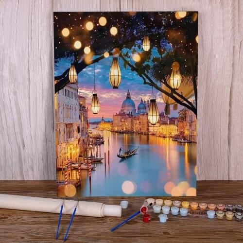 Landscape Night DIY Paint By Numbers Complete Kit Acrylic Paints 40*50 Paiting By Numbers New Design Crafts For Handicraft