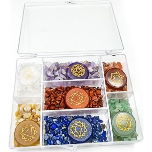 Natural Crystal Agate Seven Chakra Set Energy Stone Healing Stone Yoga Men and Women Jewelry DIY Necklace Decoration Accessories