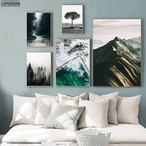 Mountain Wall Print Foggy Forest Canvas Poster Natural Wall Art Painting Nordic Posters And Prints Living Room Home Decoration