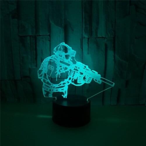 Night Light 7 Colors Touch Optical Illusion Action Figure Table Lamp Decorationsoldier 3D LED