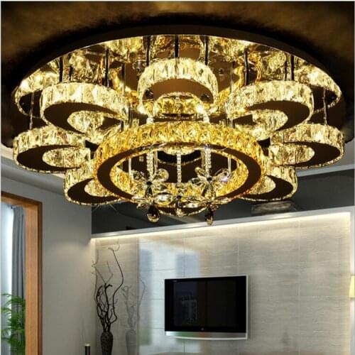 New crystal lamp round living room lights atmospheric bedroom lights led ceiling lamps simple modern restaurant lighting lamps