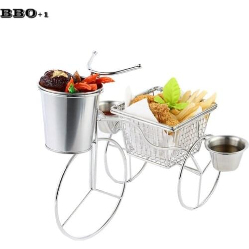 New Hotel Restaurant Features Creative Tableware Food Rack Tricycle Snack Potato Strip Stainless Steel 304 Snack Basket