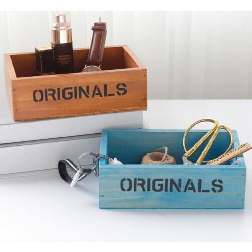 Popular Wooden Desk Storage Box Office Home Desk Decoration Table Pen Keychain Organizer Holder Stationery Flower Wooden Box