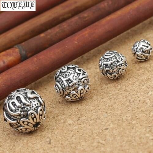 Handmade 925 silver om beads jewelry findings tibetan om mani padme hum words beads om mantra beads tibetan jewelry beads