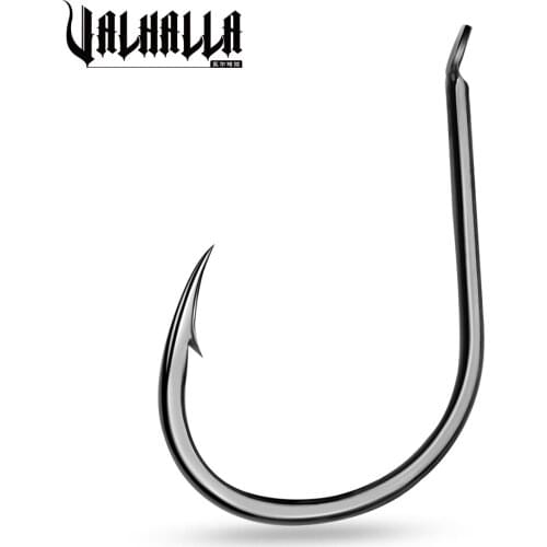 VALHALLA 100Pcs Fishing Hooks 3#-15# Single Hook High Carbon Steel Fishing Hook Black Nickle Jig Big Fishhook Treble Hooks