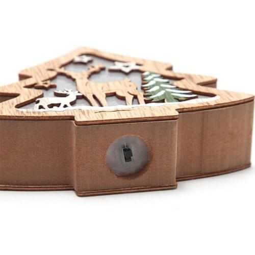 T21D Wooden Hollow Christmas Tree Pendant Decoration Santa Elk Snowman Hanging Decor