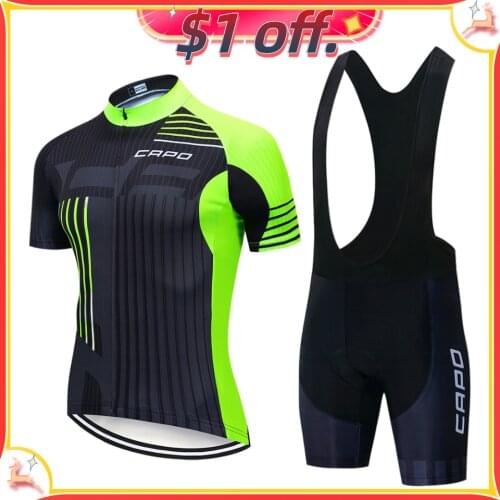 2021 New CAPO Men Cycling Jersey Summer Short Sleeve Breathable Quick-dry Anti-UV Shirt Road Bicycle Clothes Set MTB bike suit