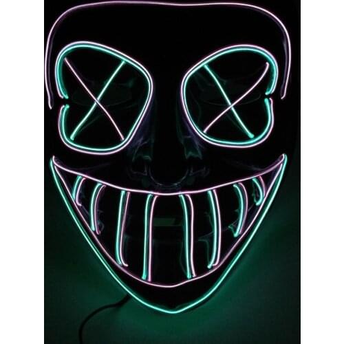 Horror Fork Eye Glowing EL Wire Mask Halloween Party Mask Festival Supplies